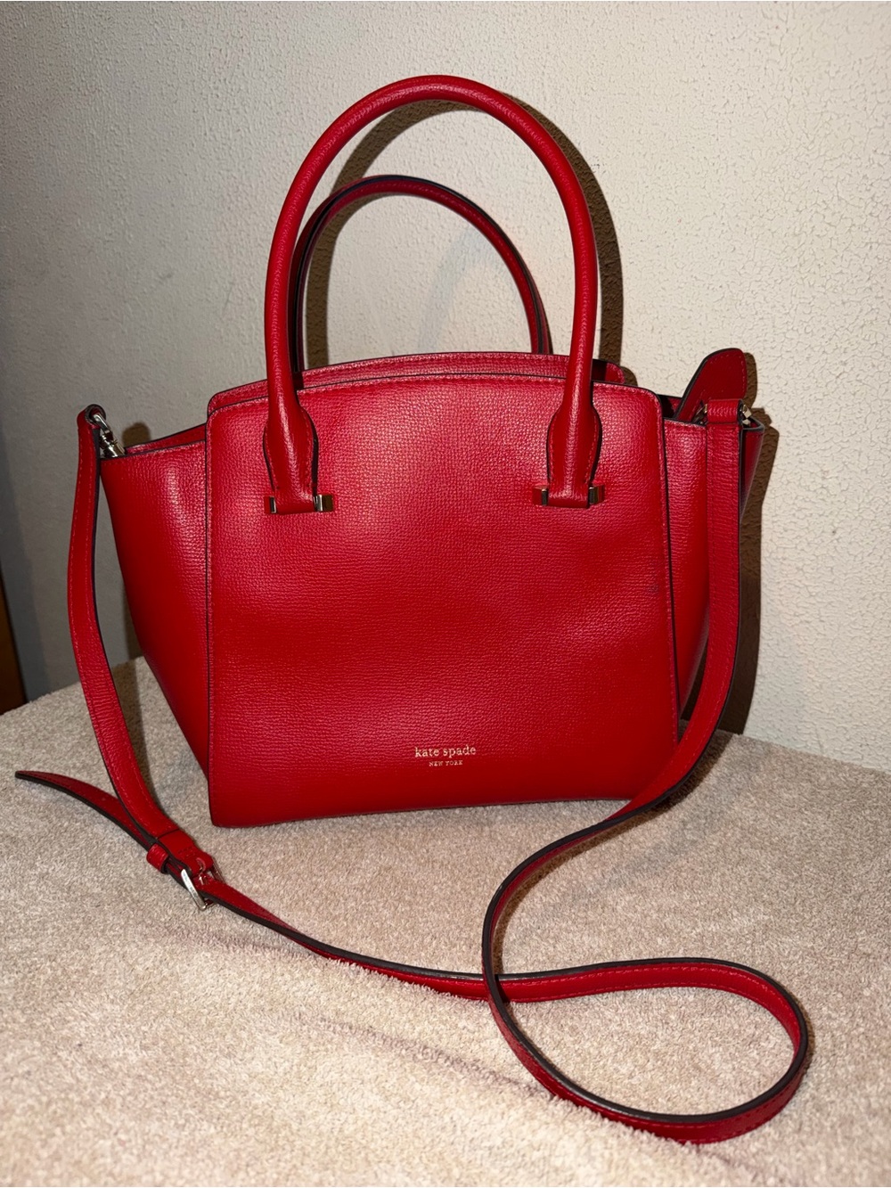 kate spade Red Leather Satchel with Crossbody Strap